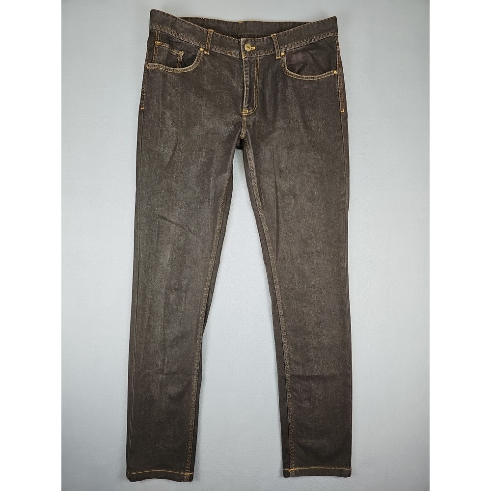 Zara Man Jeans Size 34x32.5 Grayish Brown Slim Straight Leg Stretch‎ Denim